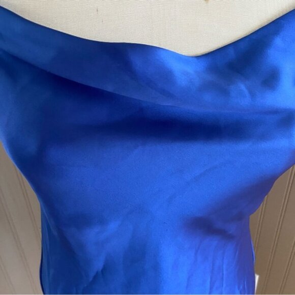 ZARA Cobalt Blue Satin Mini Dress Women’s Size Small - Picture 4 of 7